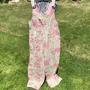 Great Condition - Print Linen Overalls